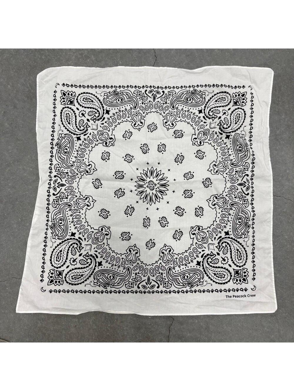 The Peacock Crew Black & White Paisley Bandana